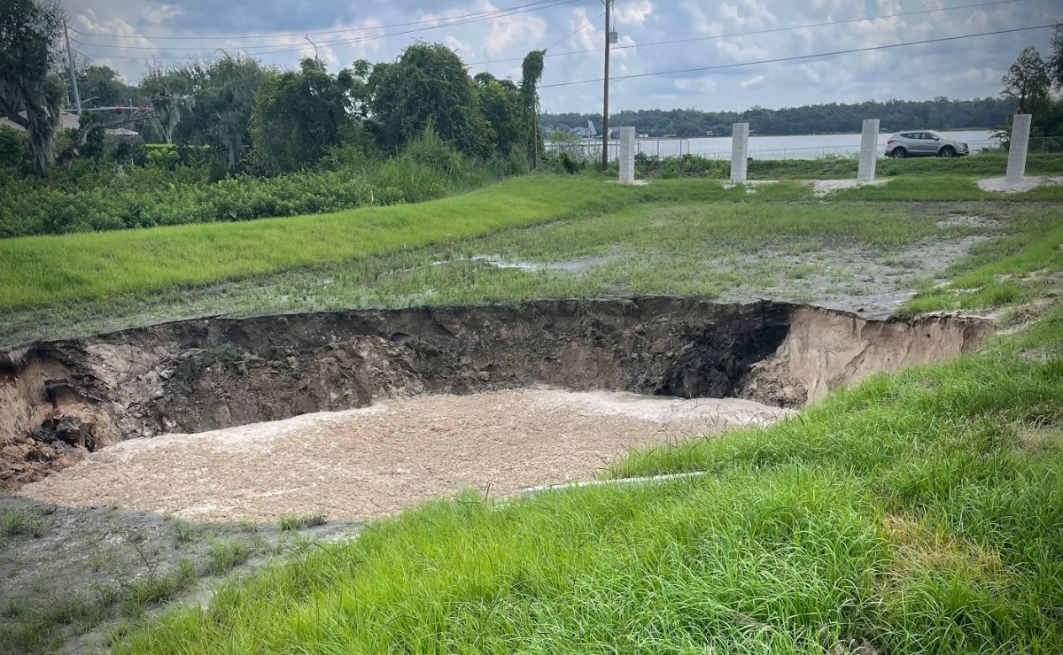 The September sinkhole measured 55 feet wide and 12 feet deep, smallrer than the June sinkhole, which was 80 feet wide. | Courtesy Polk County Sheriff's Office