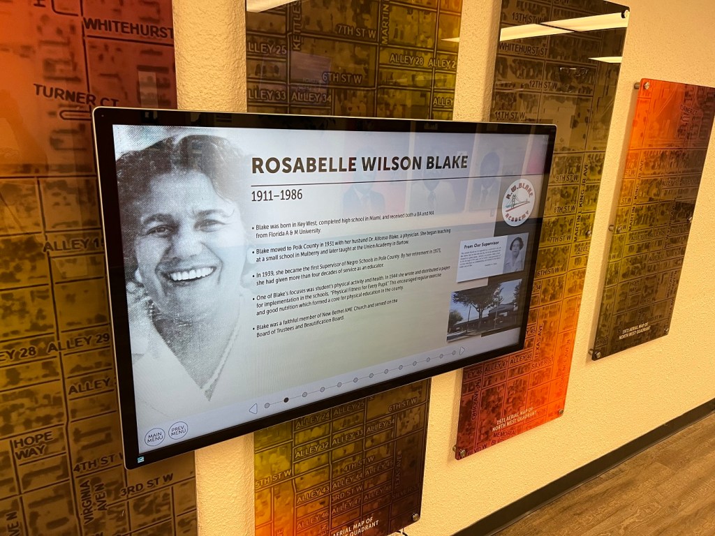 The touchscreen display in the Hall of History at the Coleman-Bush Building in Northwest Lakeland.